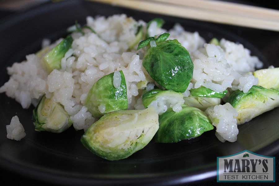 brussels sprouts with sushi rice