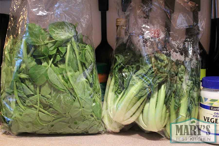 snow pea leaves and tak gou choy