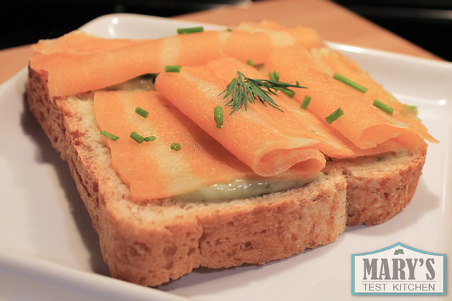 Sophie's Kitchen Smoked Salmon on bread with dill