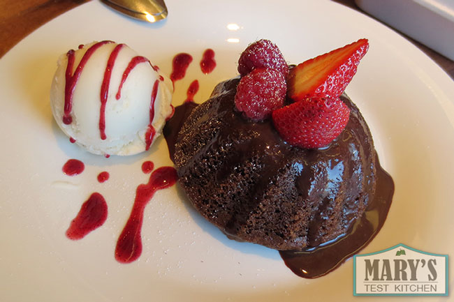 Padmanadi's vegan chocolate lava cake with ice cream