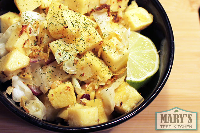 cubed burmese tofu with dill and lime