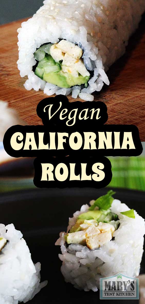 pinterest ready image for vegan California rolls