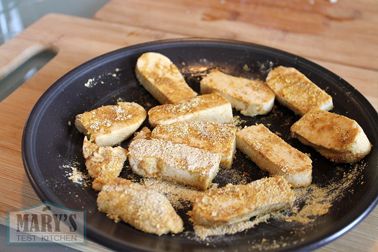 tofu pieces in spice mixture