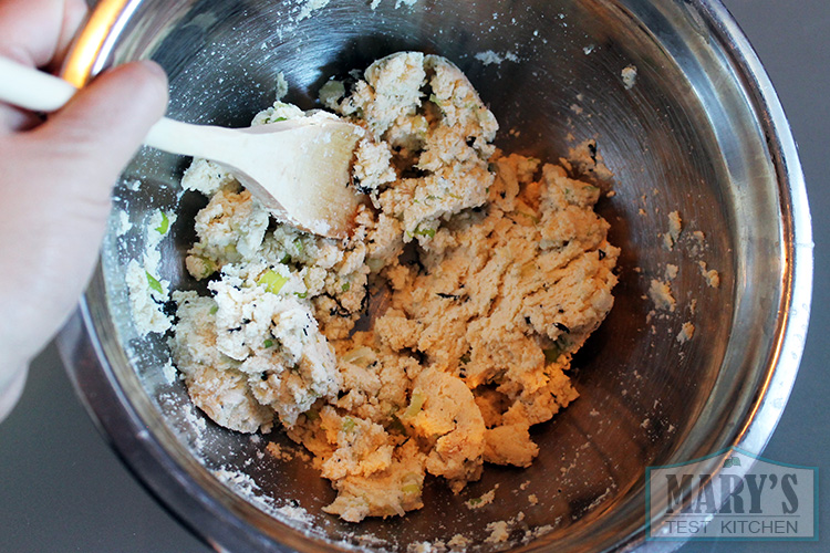 Mixture of okara, scallions, nori, miso, and garlic