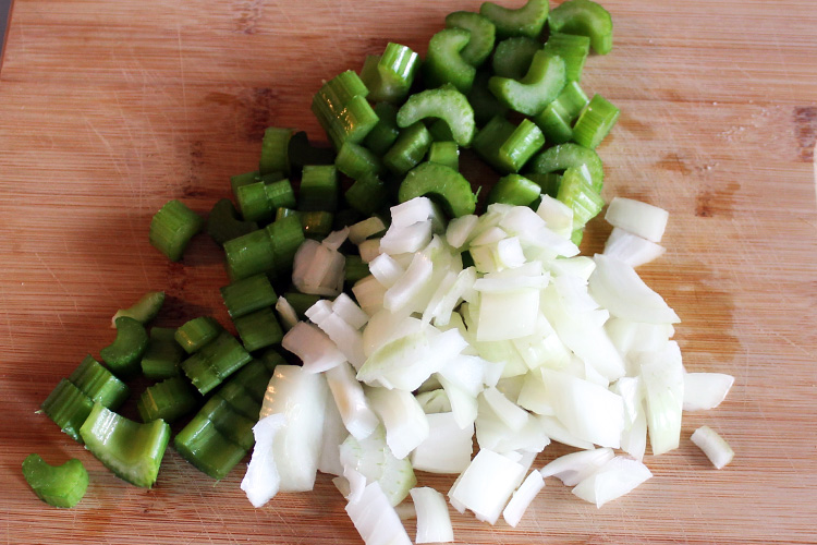 chopped onion and celery