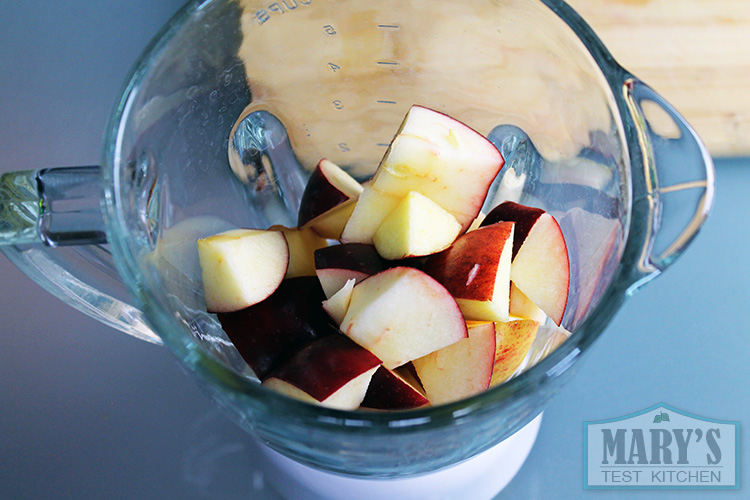 cut up apples in a blender
