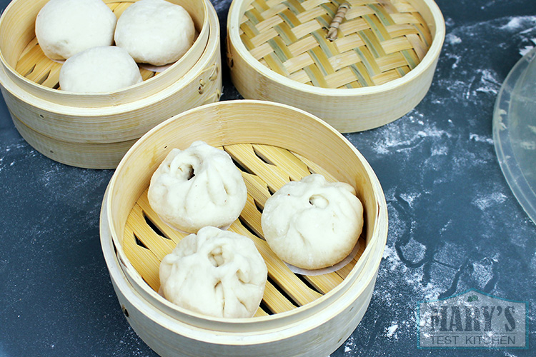 uncooked-red-bean-steamed-buns-bamboo-steamer