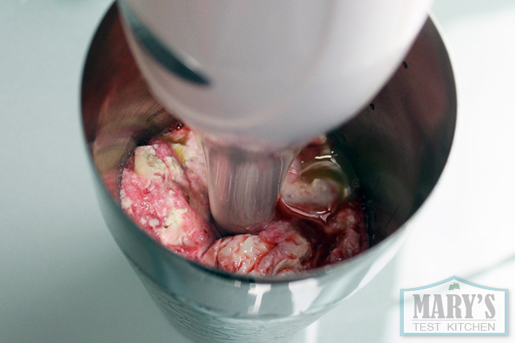 silken tofu being blended with fruit