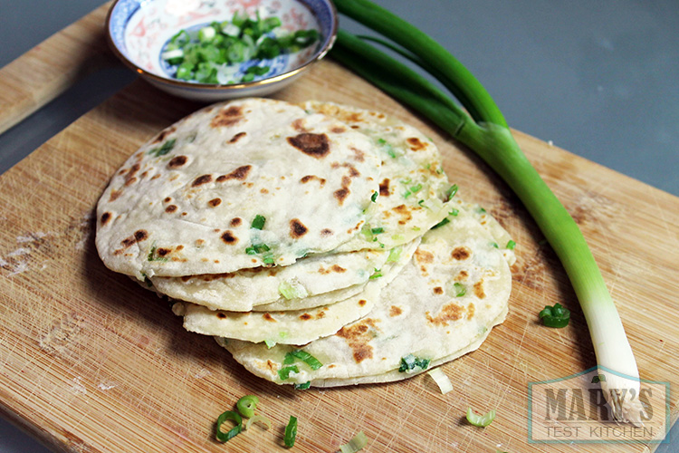 vegan green onion pancakes spread out