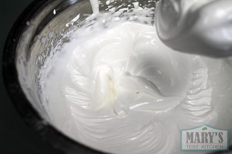 Bowl of glossy vegan meringue