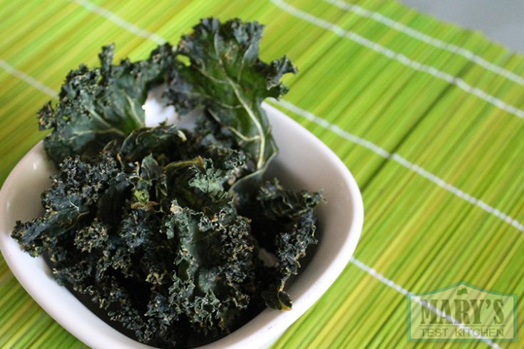 vegan kale chips in a bowl
