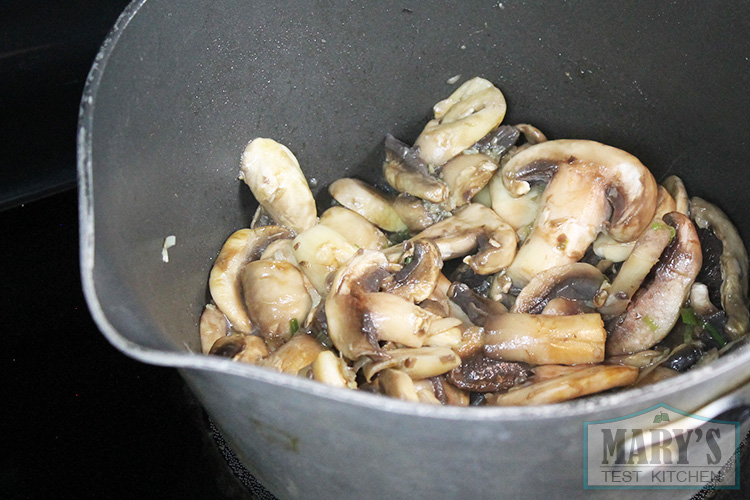 Soft, cooked mushrooms.