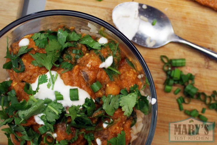 vegan butter chicken bowl using extra firm tofu