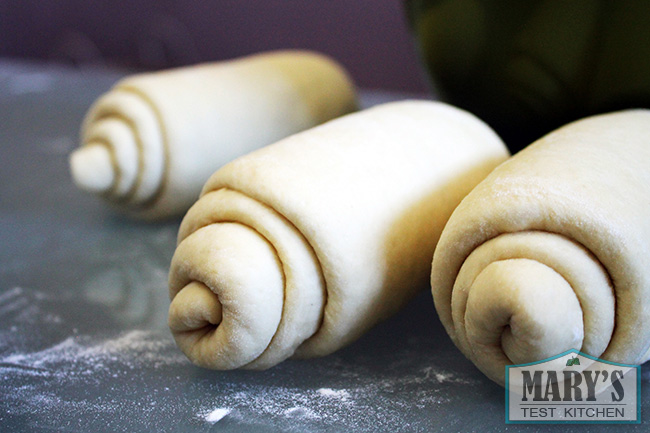 vegan milk bread dough rolled up