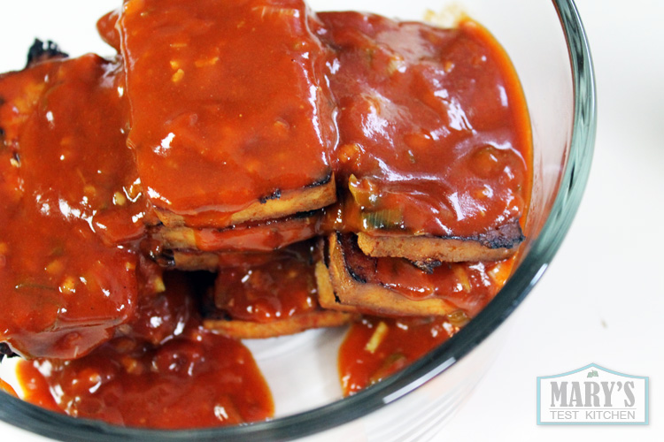 sweet and spicy gochugaru tofu in bowl