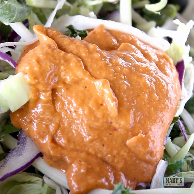 Creamy Roasted Red Pepper Walnut Salad Dressing