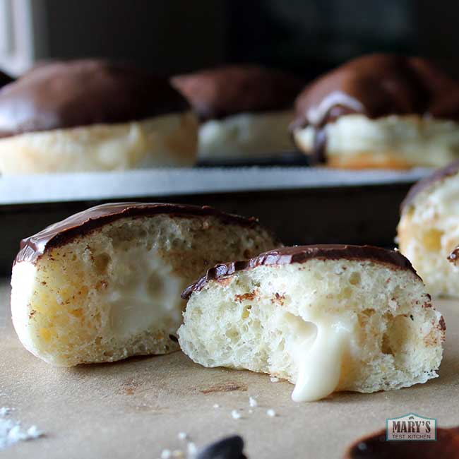 air fried boston cream donut inside