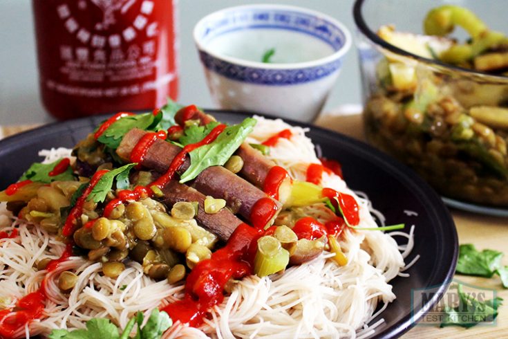 Chinese Eggplant and Lentil Stir Fry