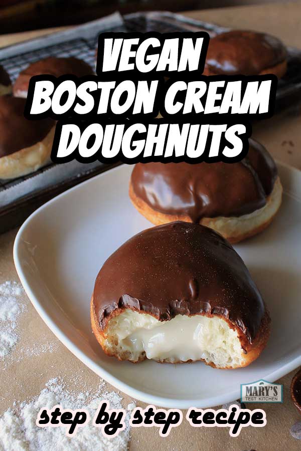 Pin this for later! Vegan Boston Cream Doughnuts Pinterest graphic