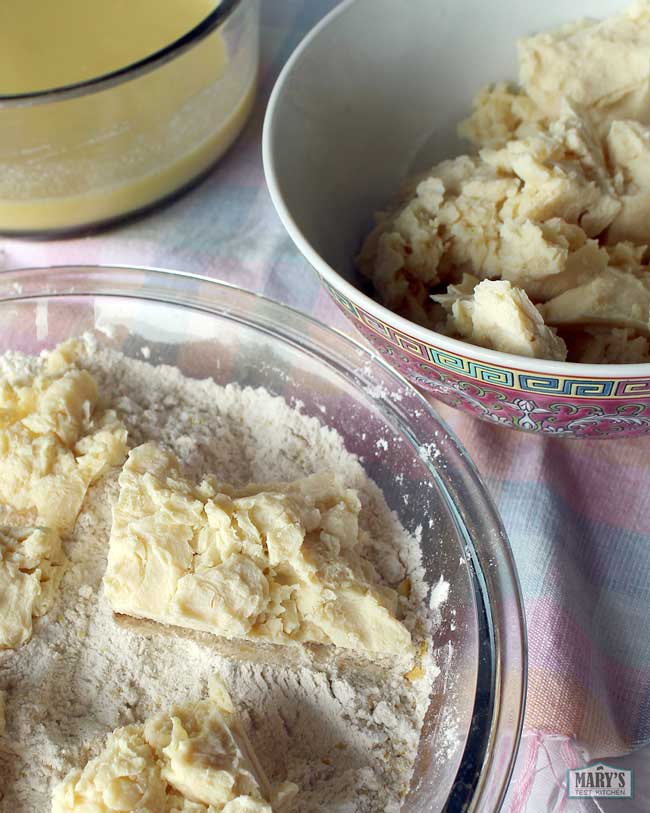 pieces of chicken-like tofu in seasoned flour