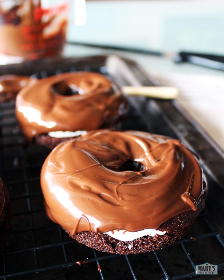 glazed vegan tuxedo cake doughnuts
