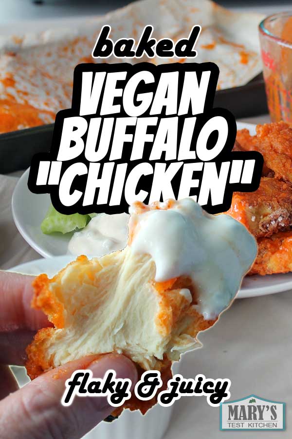 Pinnable image of vegan buffalo chicken