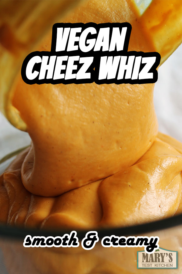 vegan cheez whiz being poured into a bowl