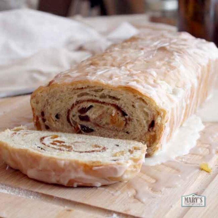 Vegan Raisin Bread with Icing Mary's Test Kitchen