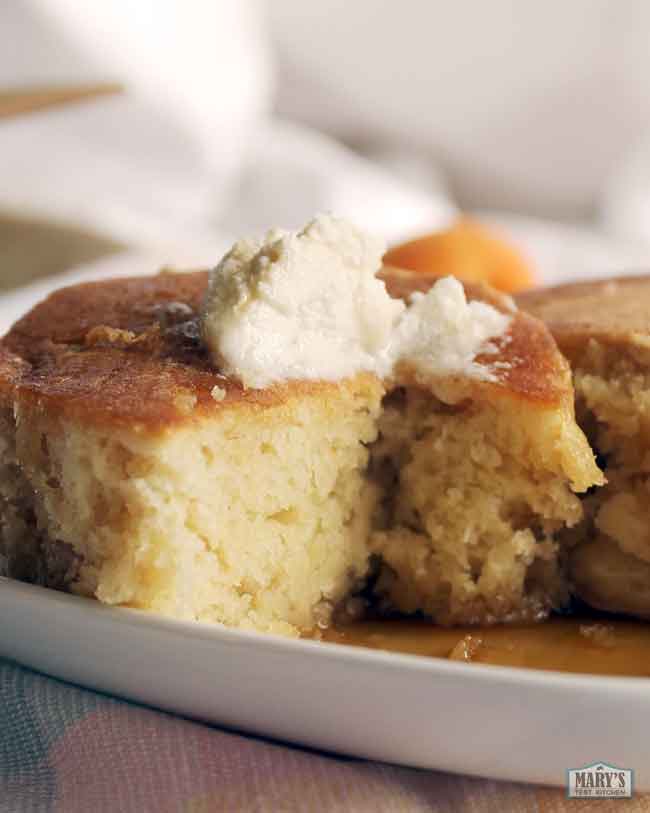 inside a vegan Japanese-style souffle pancake