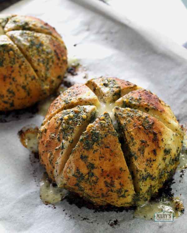 Vegan Korean Cream Cheese Garlic Bread made with Giant Milk Bread Buns