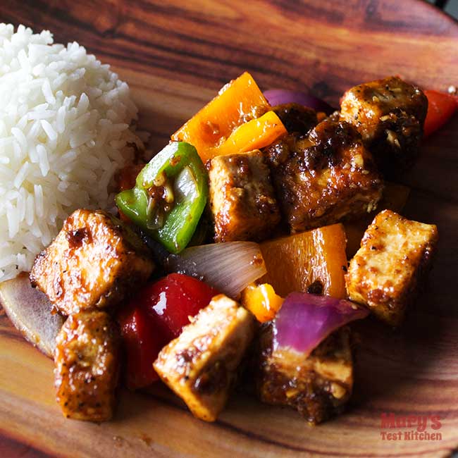 Chinese Black Pepper Tofu with Steamed Rice
