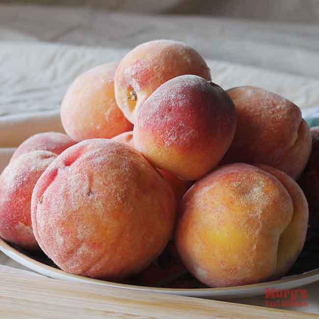 plate of peaches in a pile