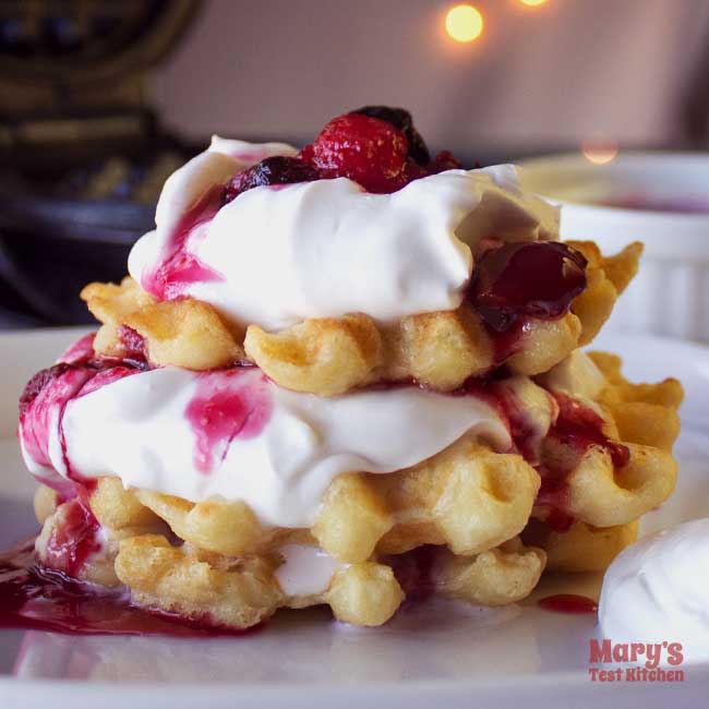 Mini Vegan Waffles for One (with Berry Compote and Whipped Cream)