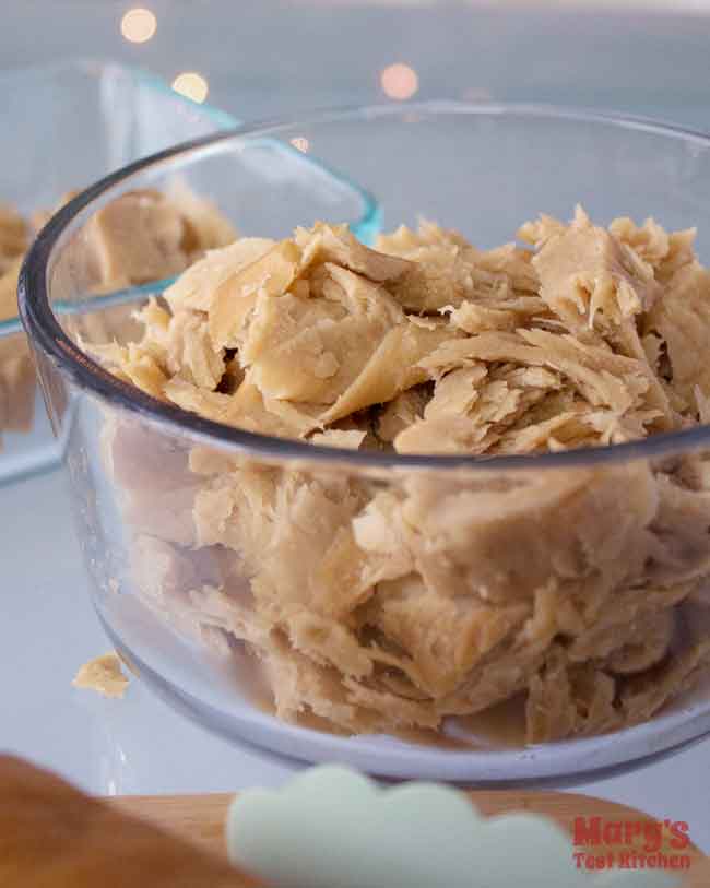 bowl of seitan chicken shreds