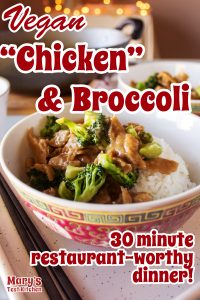 Vegan Chicken and Broccoli on Rice for Pinterest