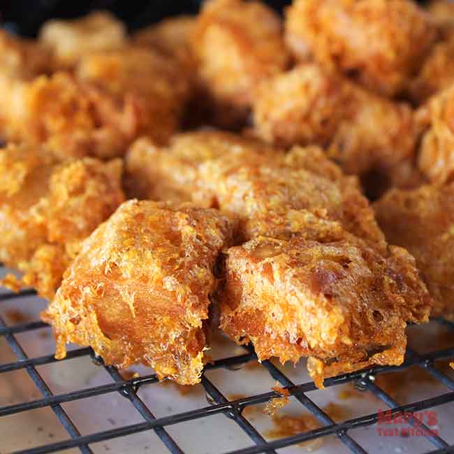 Crispy fried battered seitan for Vegetarian Sesame Chicken