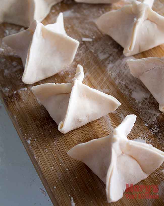 uncooked wrapped Vegan Crab Rangoon