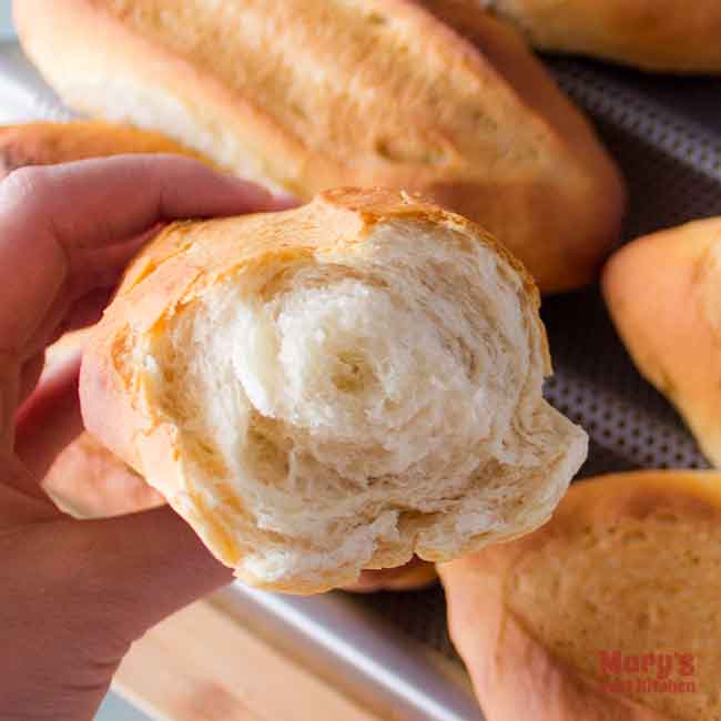 fluffy interior of banh mi Vietnamese baguette