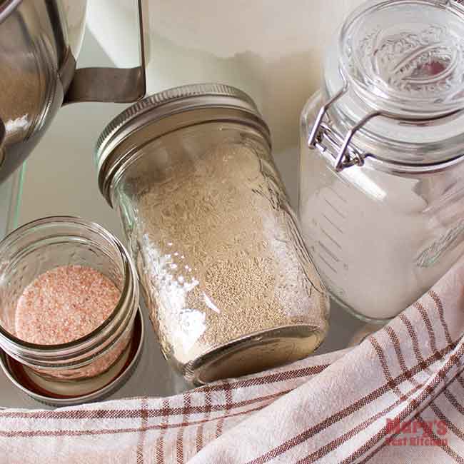 pink salt, instant yeast, and sugar
