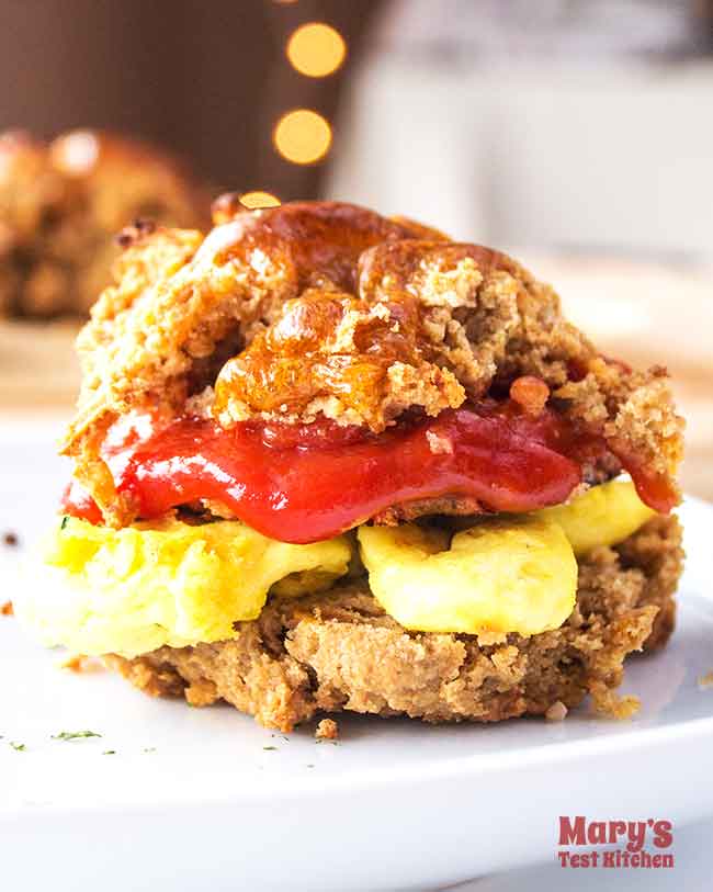 gluten-free vegan cheese biscuit breakfast sandwich