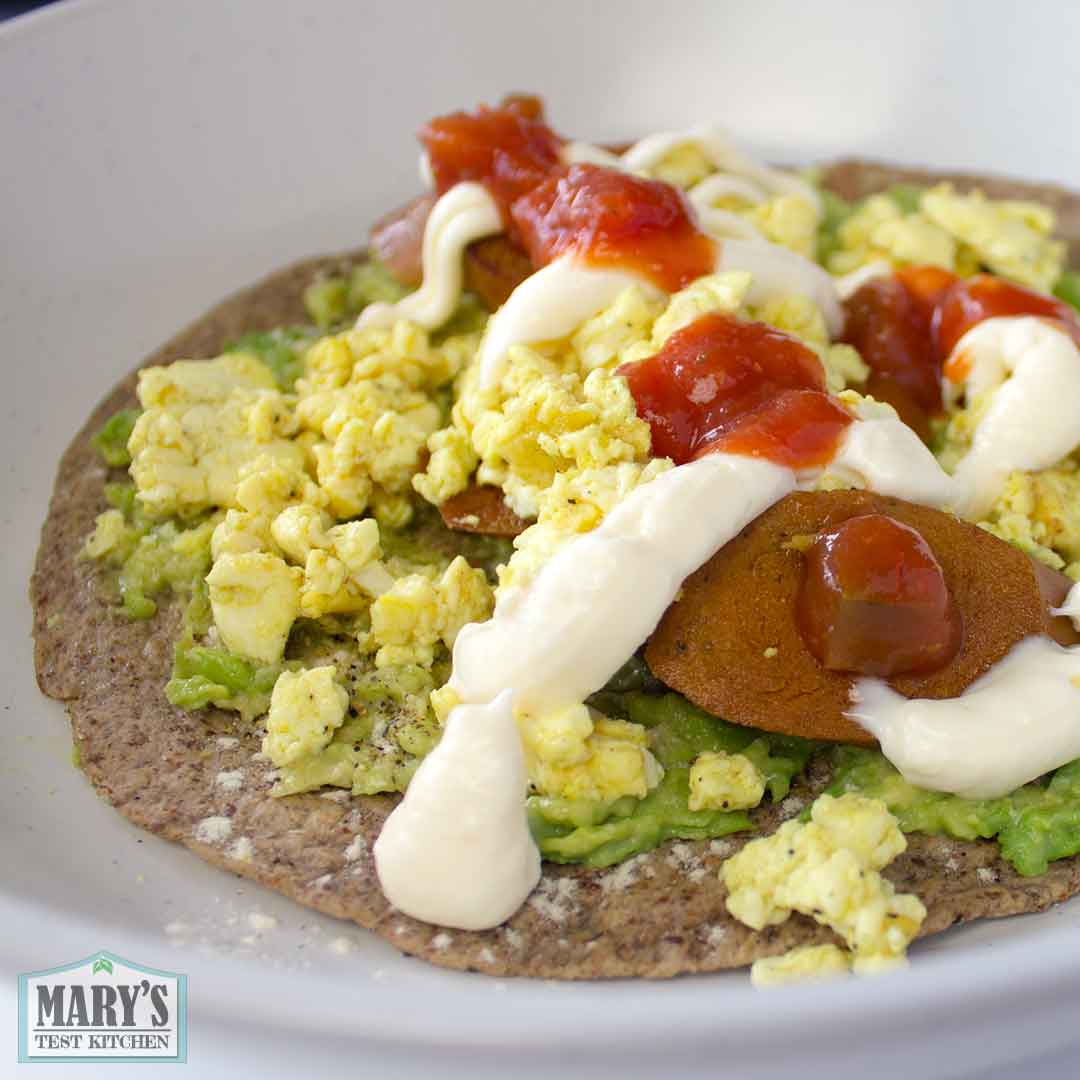 vegan hot dog scramble wrap laid open