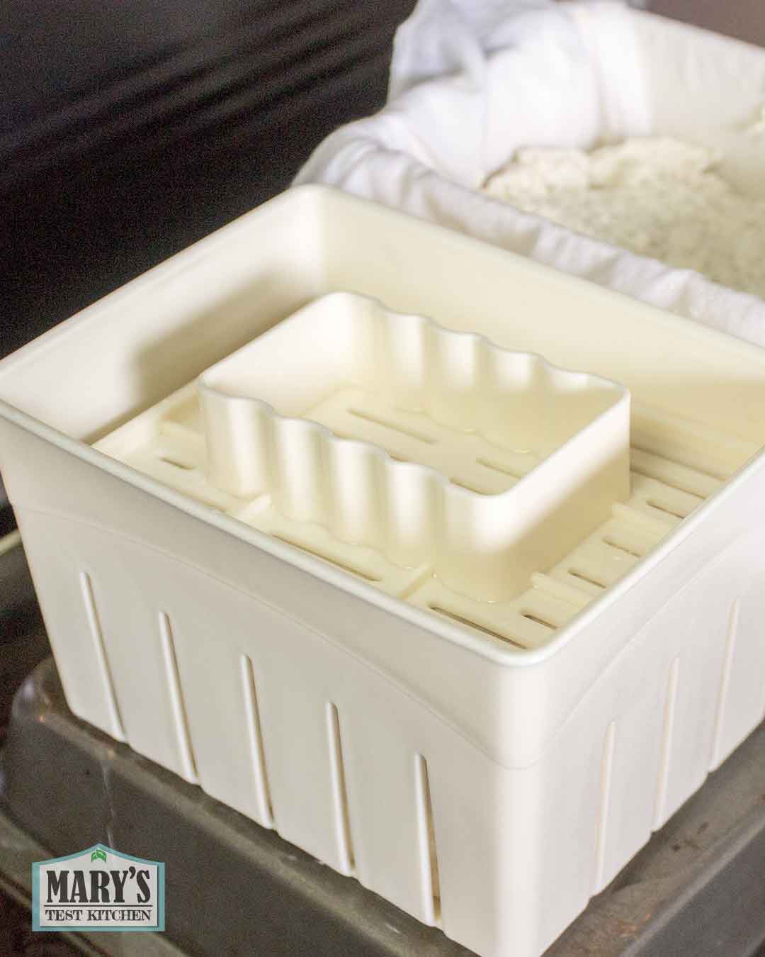 homemade block style tofu in mold