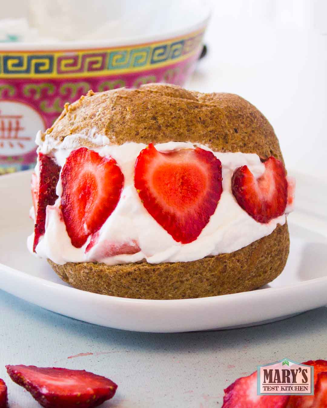 vegan strawberry cream bun