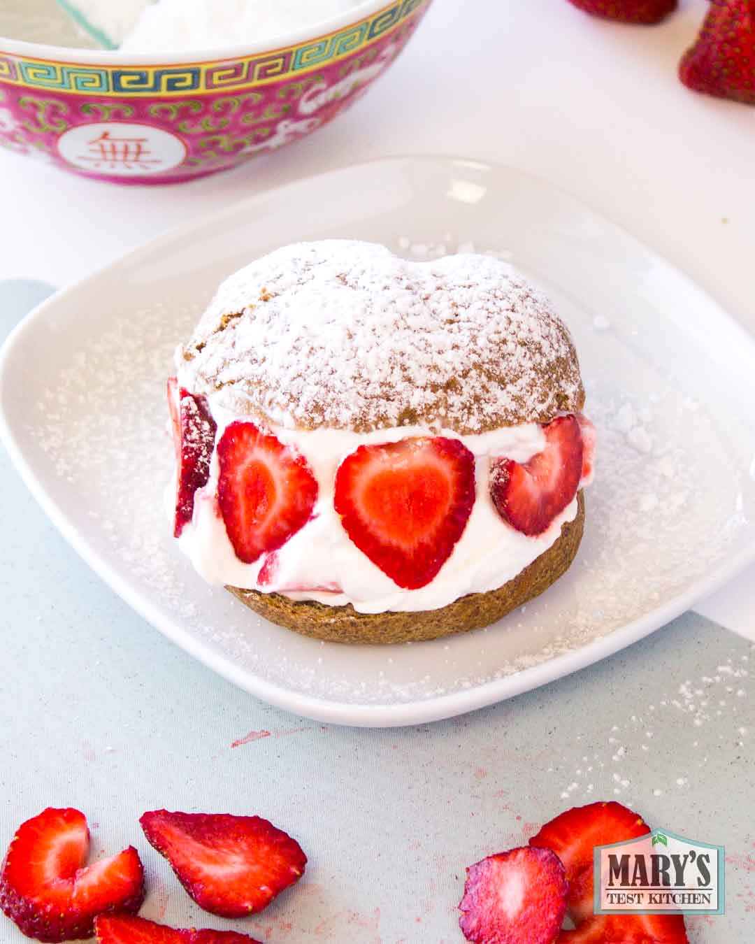 vegan strawberry cream bun