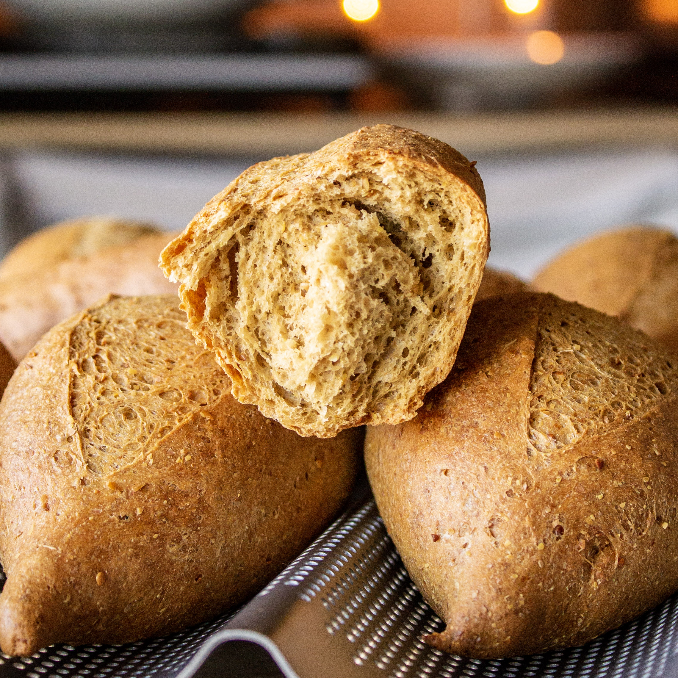 vegan keto sandwich rolls on baguette pan