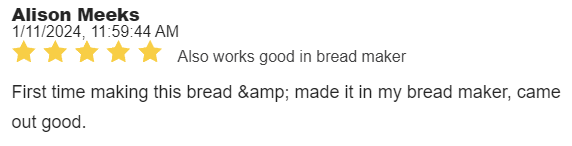 Alison had success in her breadmaker 5 star review