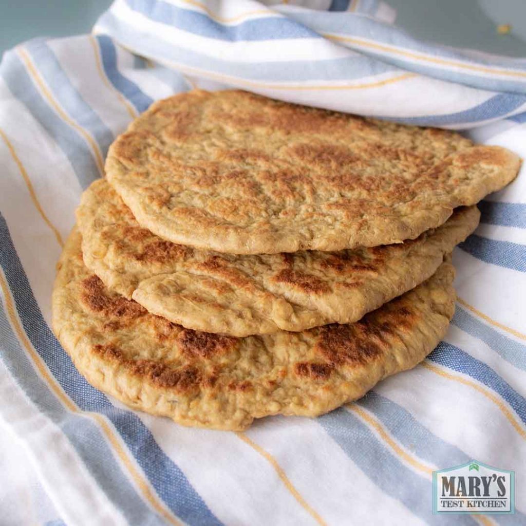 stack of three vegan keto pita breads