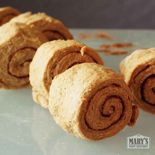 unbaked vegan keto cinnamon roll pieces