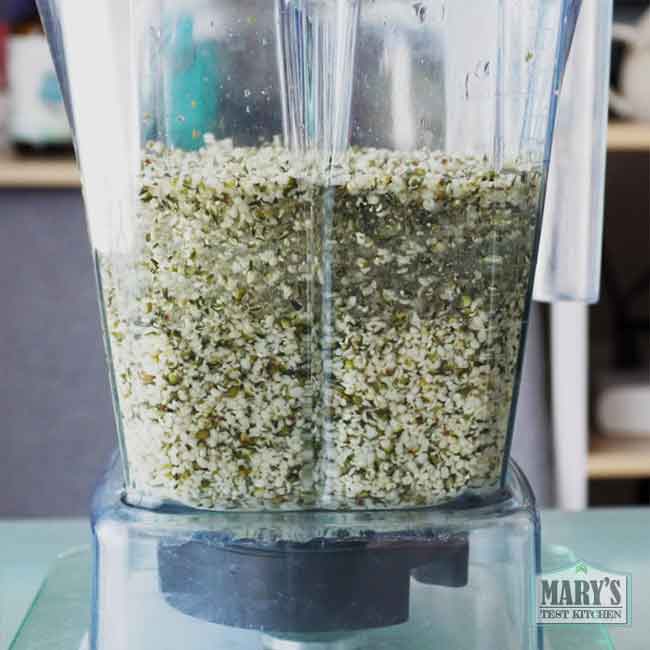 hemp hearts and water in blender