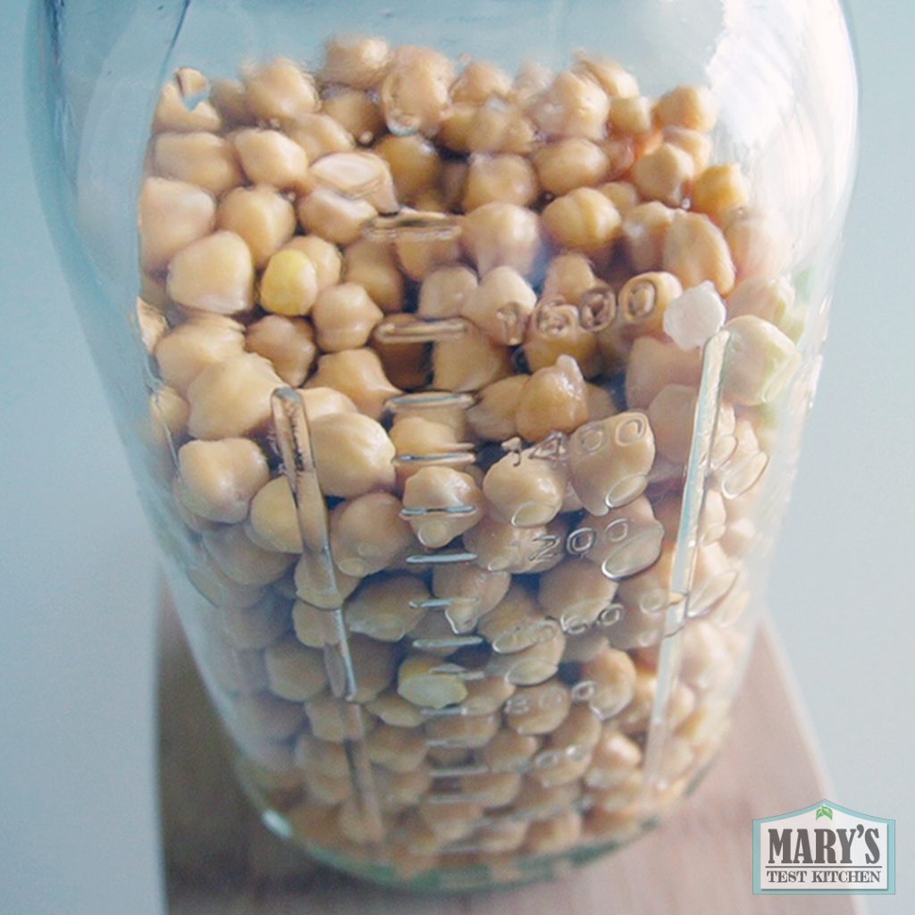 drained rehydrated chickpeas